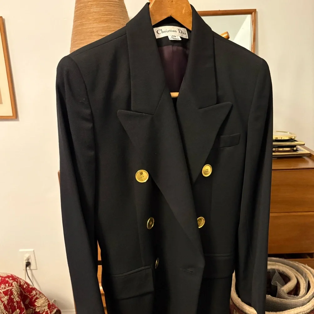 Christian Dior Black Blazer Jacket with Gold Accents